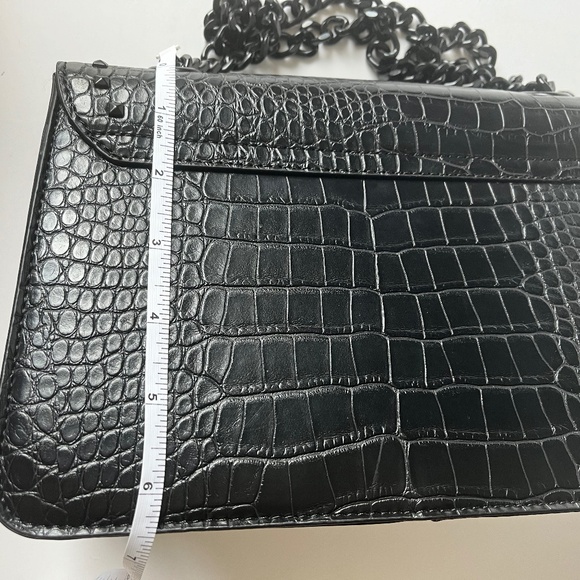 Badgley mischka Belle Studded Biker Reptile Crossbody Chain Shoulder Bag Purse - Picture 12 of 12
